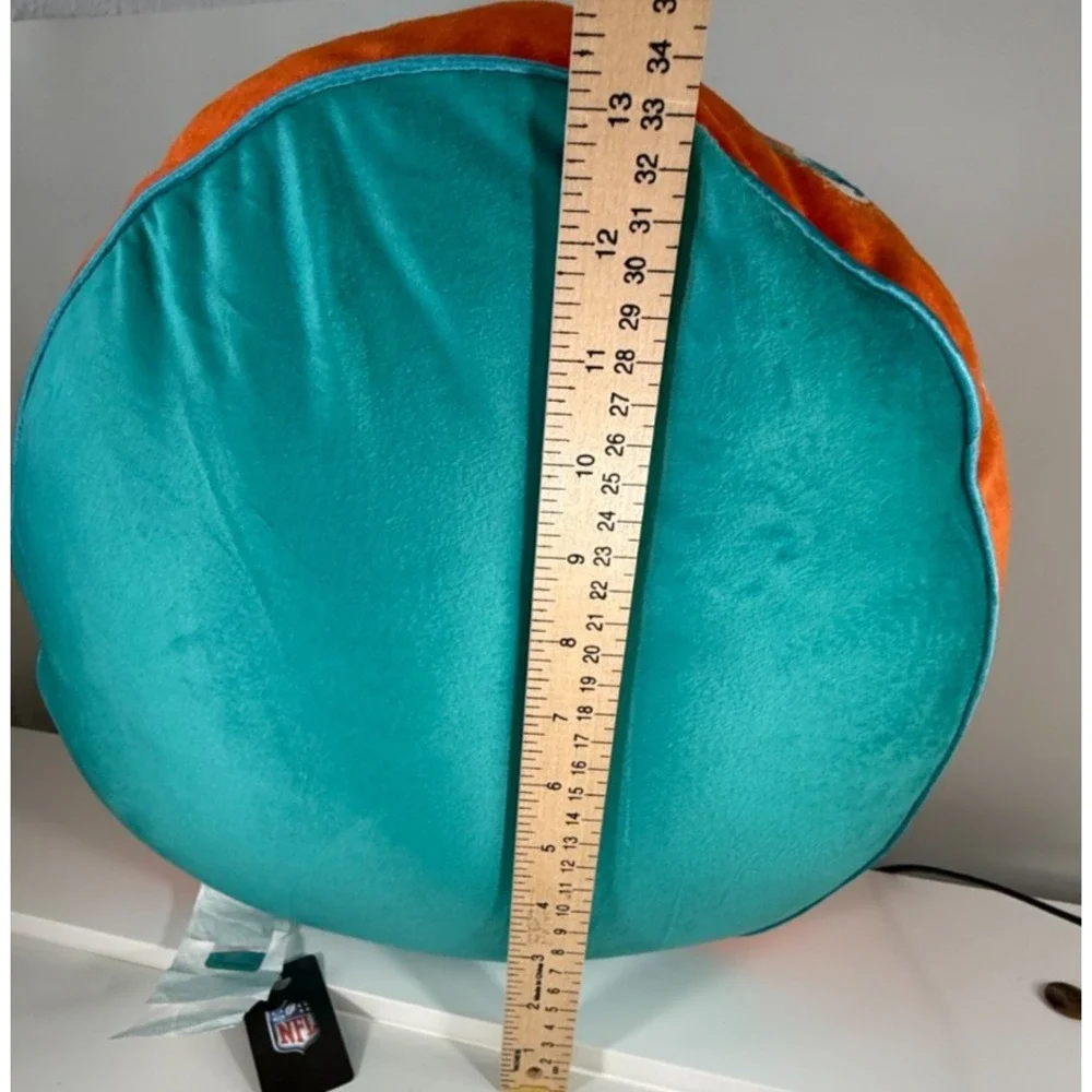 NFL Miami Dolphins Squish Me Plush Round Decorative Pillow NEW 13 inch